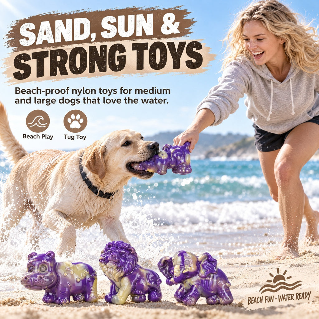 FrienHund 3-Pack Tough Dog Chew Toys for Aggressive Chewers 25-85lbs, Nylon Bacon Flavored, Indestructible Dog Toys for Medium & Large Dogs, Reduce Destructive Chewing, Relieve Anxiety, Teeth Cleaning