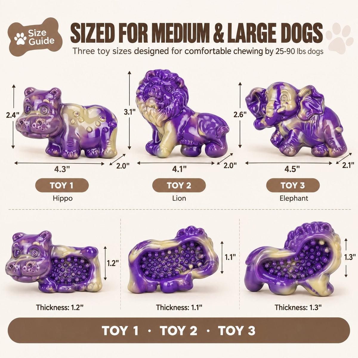 FrienHund 3-Pack Tough Dog Chew Toys for Aggressive Chewers 25-85lbs, Nylon Bacon Flavored, Indestructible Dog Toys for Medium & Large Dogs, Reduce Destructive Chewing, Relieve Anxiety, Teeth Cleaning