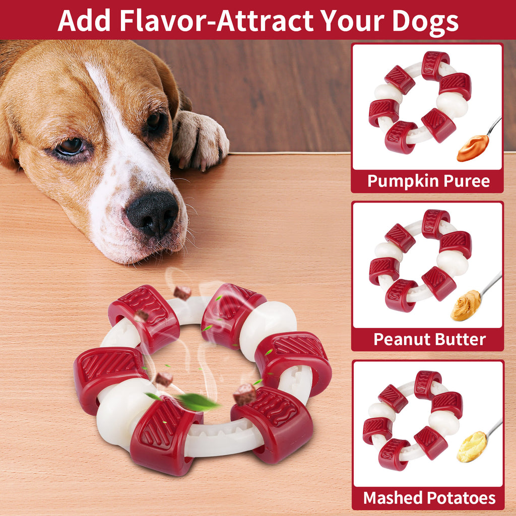 FrienHund Extra Tough Beef Flavor Chew Resistant Nylon Dog Toy, Red & White, 1 count