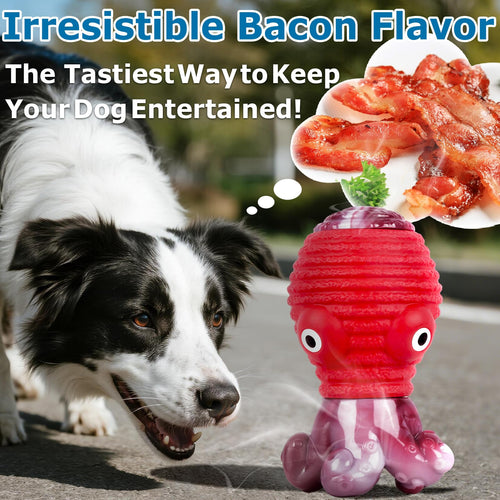 Frienhund Aggressive Chewers Bacon Flavor Nylon & Rubber Tough Chew Dog Toy, Red, 1 count