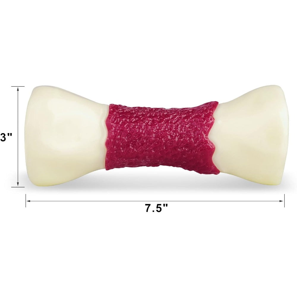 FrienHund Aggressive Chewers Beef Flavor Solid Nylon Chew Bone Dog Toy, Brown, 1 count