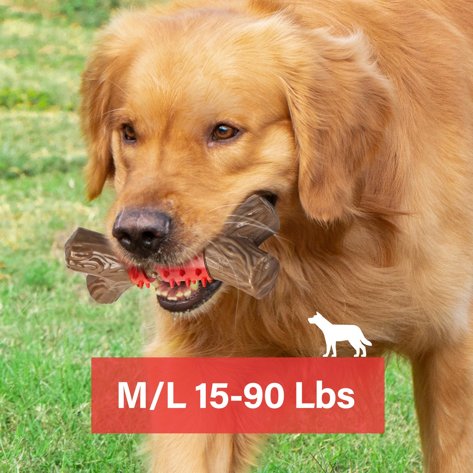 Frienhund Dual Texture for Aggressive Chewers Beef Flavor Nylon & Rubber Tough Chew Dog Toy, Red & Brown, 1 count