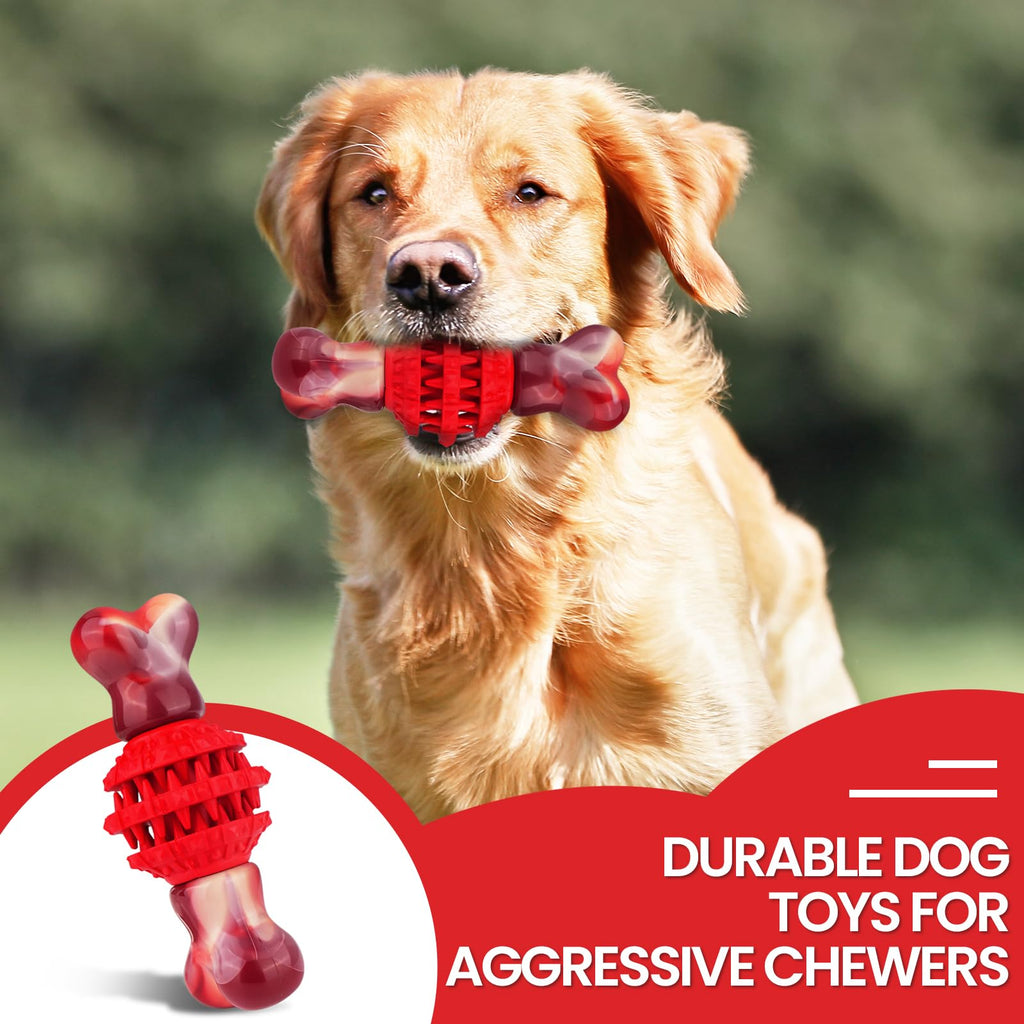 FrienHund Super Chewer Beef Flavor Nylon & Rubber Locking Chew Bone Toy, Pink & Red, 1 count