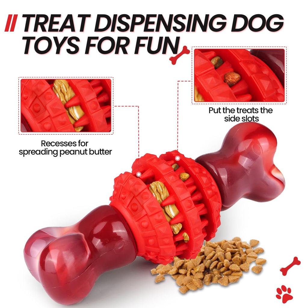 FrienHund Super Chewer Beef Flavor Nylon & Rubber Locking Chew Bone Toy, Pink & Red, 1 count