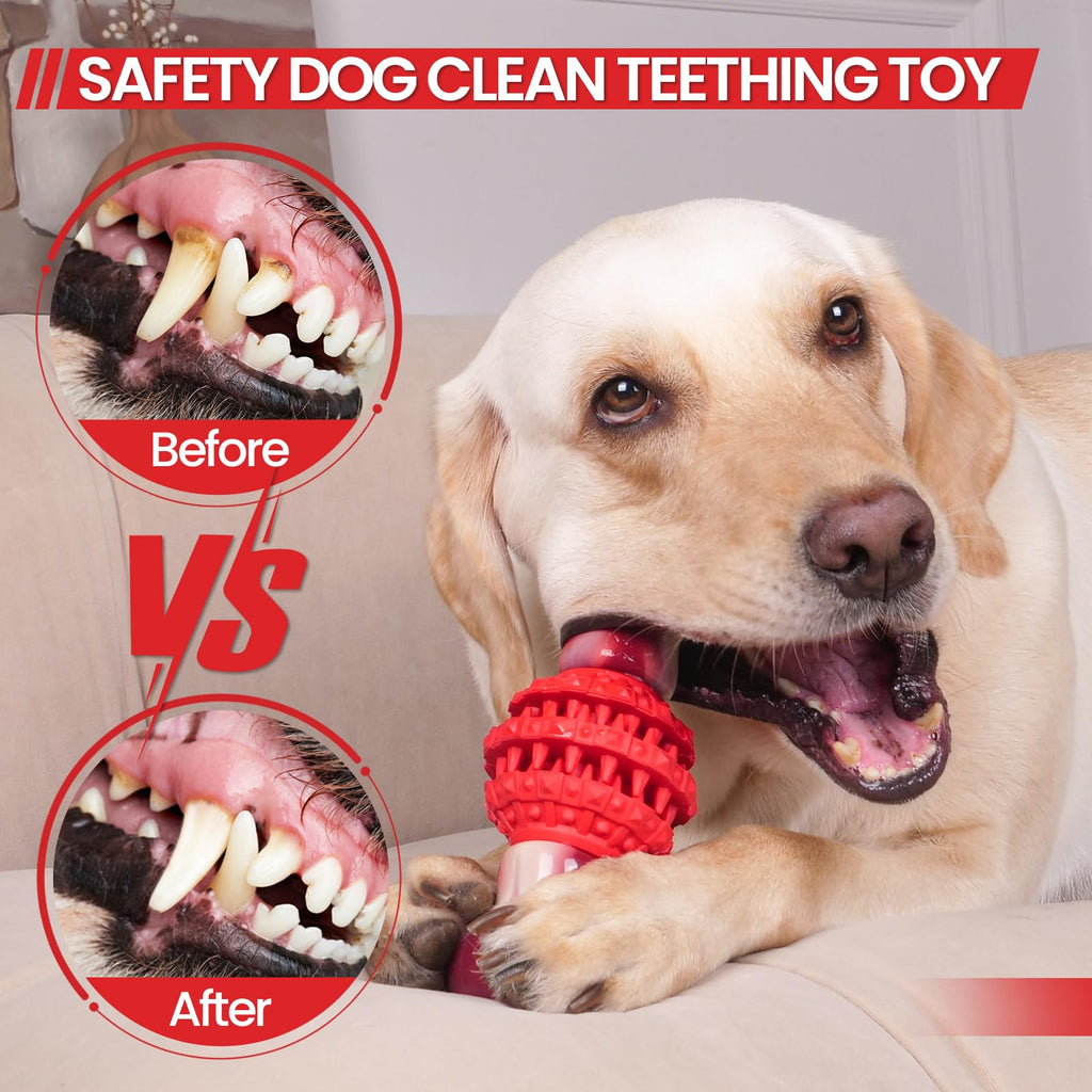 FrienHund Super Chewer Beef Flavor Nylon & Rubber Locking Chew Bone Toy, Pink & Red, 1 count