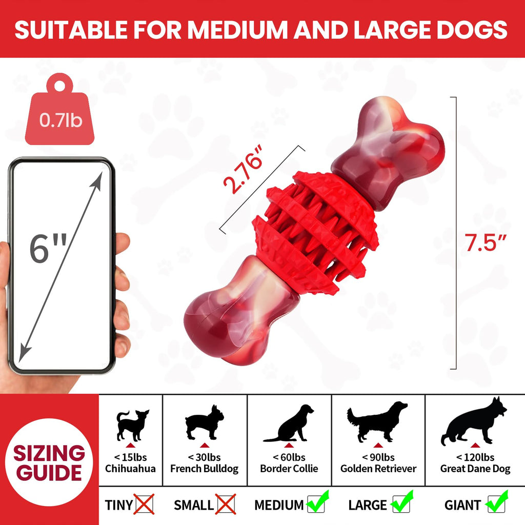 FrienHund Super Chewer Beef Flavor Nylon & Rubber Locking Chew Bone Toy, Pink & Red, 1 count