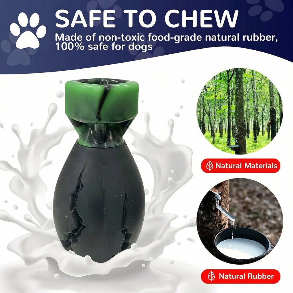 Frienhund SqueakyBomb Design Bacon Flavor Nylon & Rubber Chew Toy for Dogs, Black & Green, 1 count