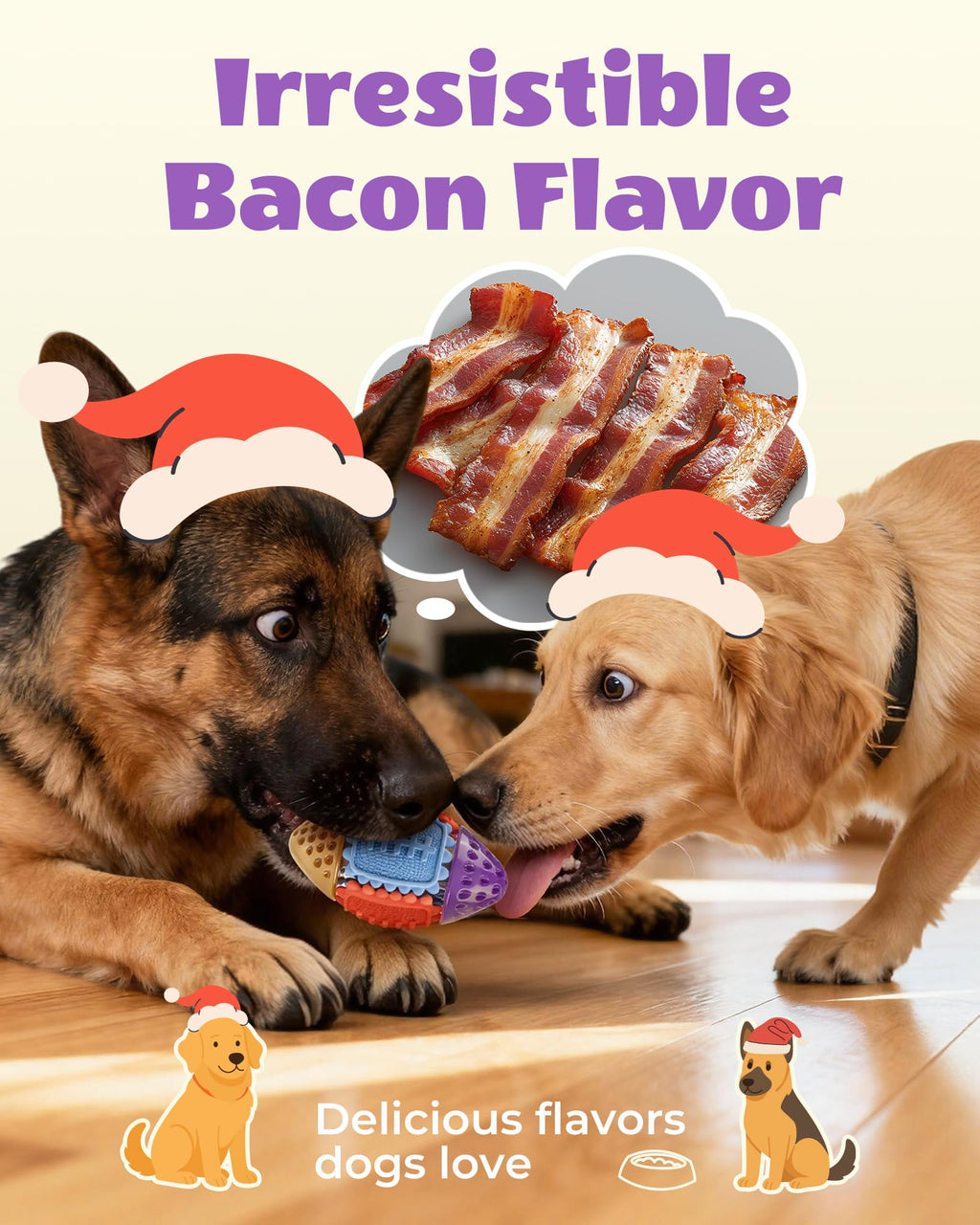 FrienHund Interactive Bacon Flavor Nylon & Rubber Puzzle Ball Dog Toy, Multi-color, 1 count