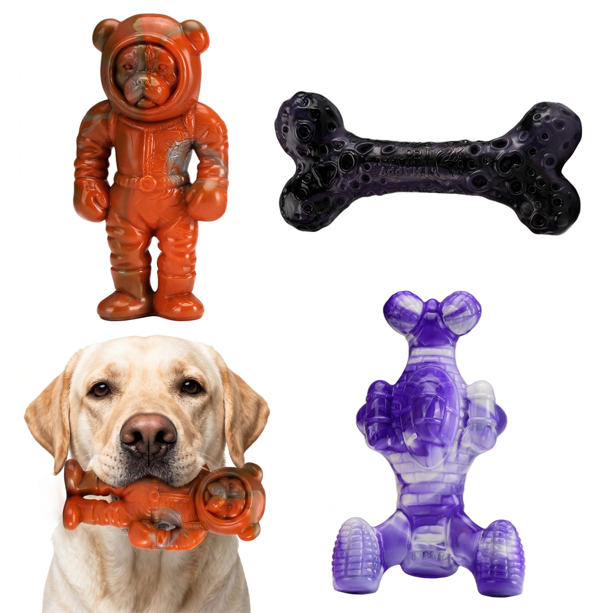 Frienhund Beef Flavor Tough Nylon Dog Chew Toy, Mixed Purple & Blue & Orange, 3 Count