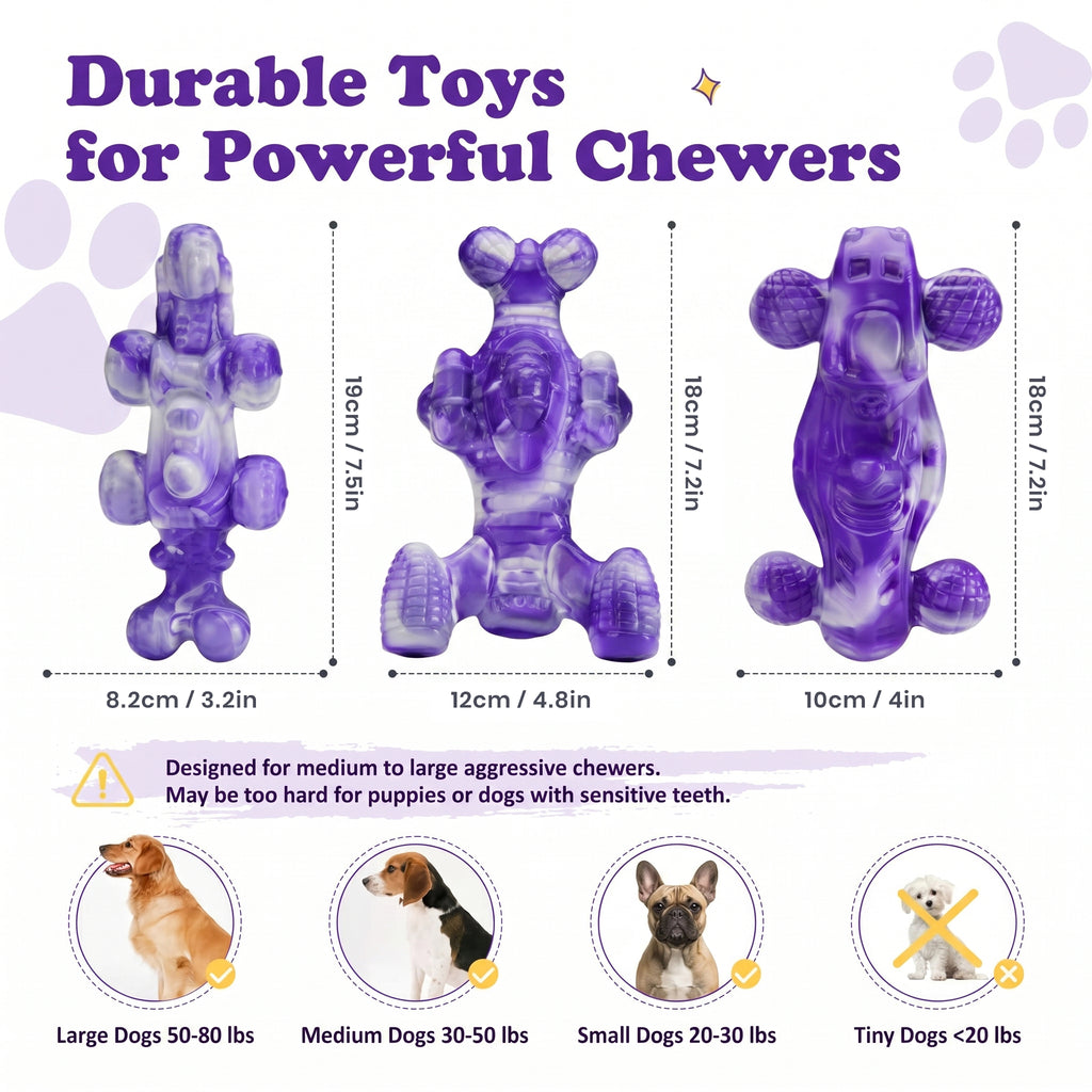 Frienhund Beef Flavor Tough Nylon Dog Chew Toy, Purple & White, 3 Count