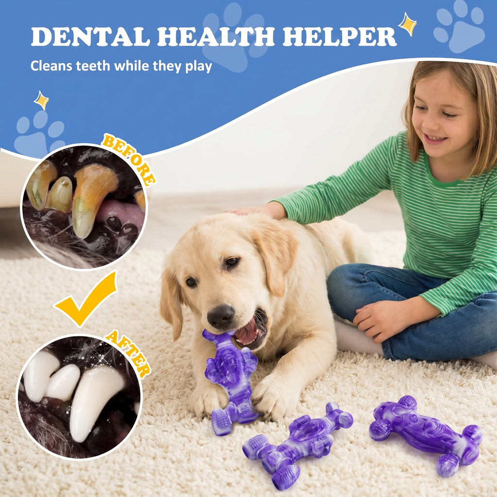 Frienhund Beef Flavor Tough Nylon Dog Chew Toy, Purple & White, 3 Count