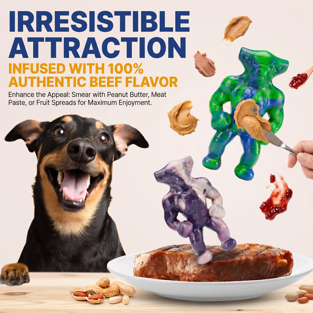 Frienhund Alien Buddies Beef Flavor Tough Nylon Chew Toy, Green & Purple, 2 Count