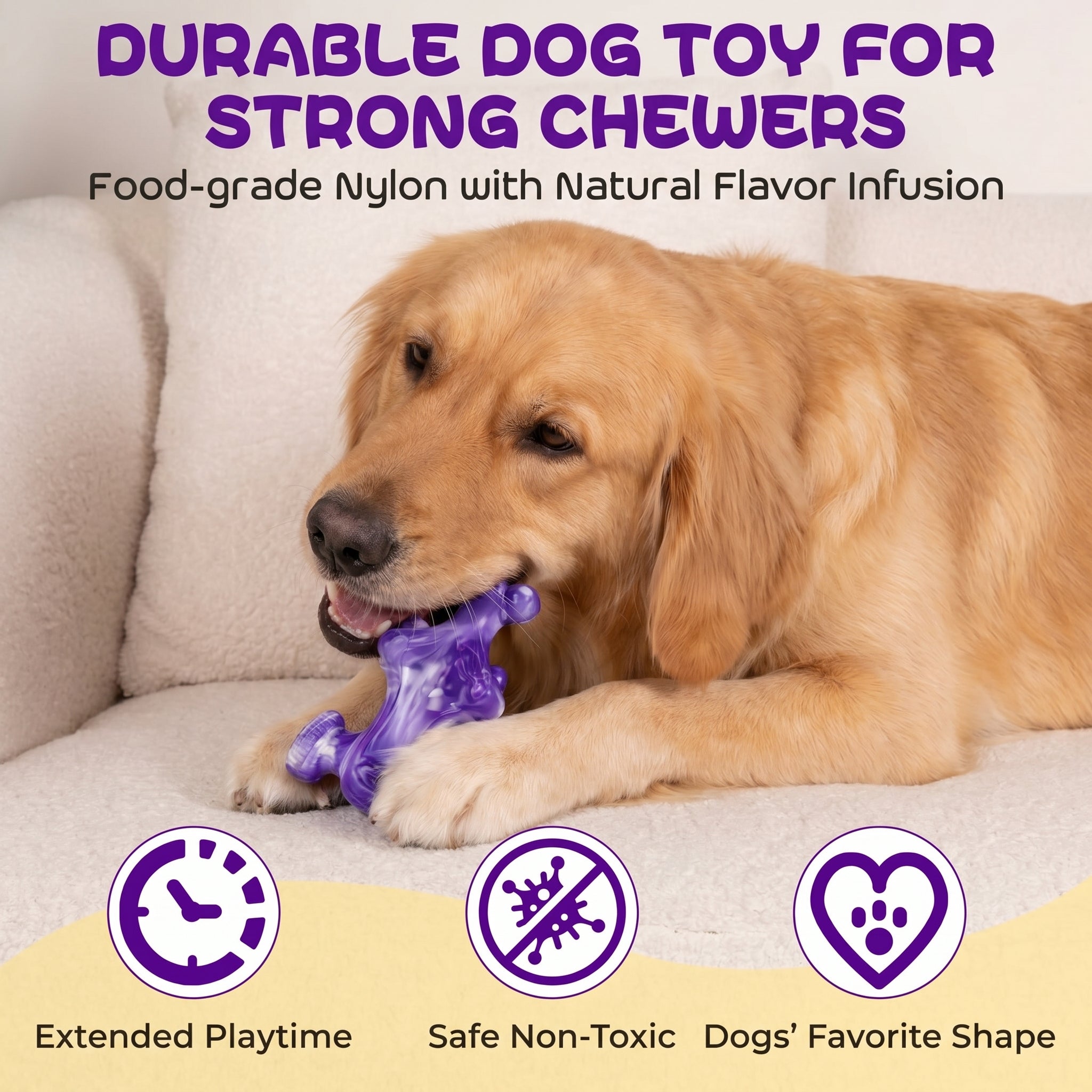 Frienhund Beef Flavor Tough Nylon Dog Chew Toy, Mixed Purple & Blue & Orange, 3 Count