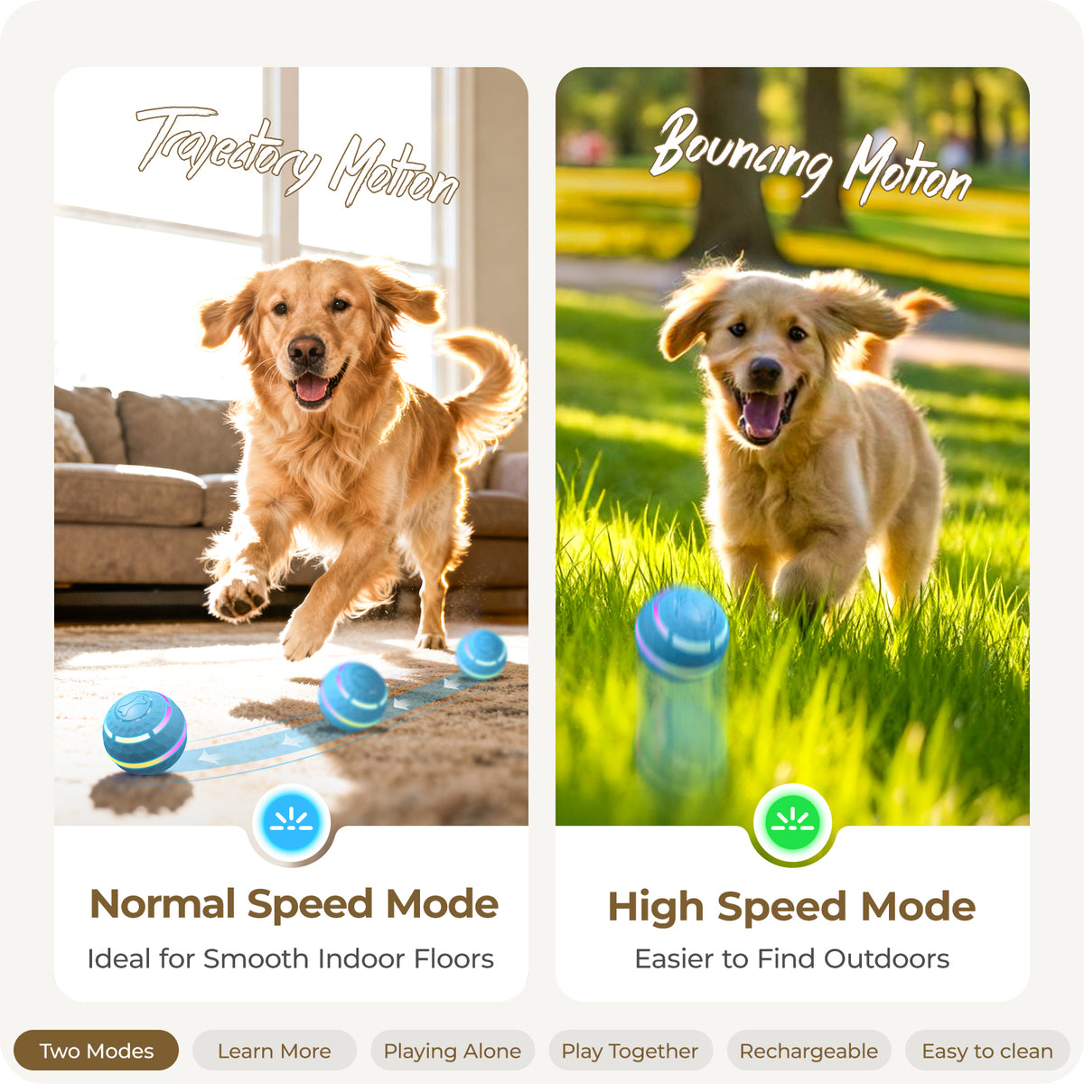 Apasiri Interactive Dog Toy, Shaky Ball Toy for Dogs, Vibrating & Automatic Moving Dog Ball, USB Rechargeable Interactive Training Toy, Durable Chew Ball for Small, Medium & Large Dogs and Cats, 3.15in