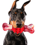 Frienhund Super Chewer Beef Flavor Nylon & Rubber Locking Chew Bone Toy, Pink & Red, 1 count