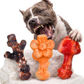 Frienhund 3-Pack Dog Toys for Aggressive Chewers, 25–65 lbs, Bacon Flavor Tough Dog Chew Toys for Medium & Large Dogs, Solid Nylon, Heavy-Duty Construction, Textured Surfaces & Fillable Grooves