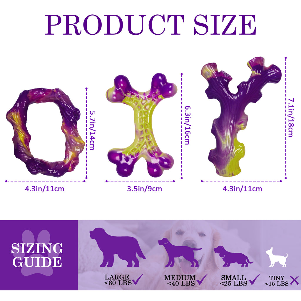 Tough Dog Toys for Aggressive Chewers 3 Pack, Indestructible Dog Toy for Large Dogs, Bacon Flavored, Keeps Dogs Busy