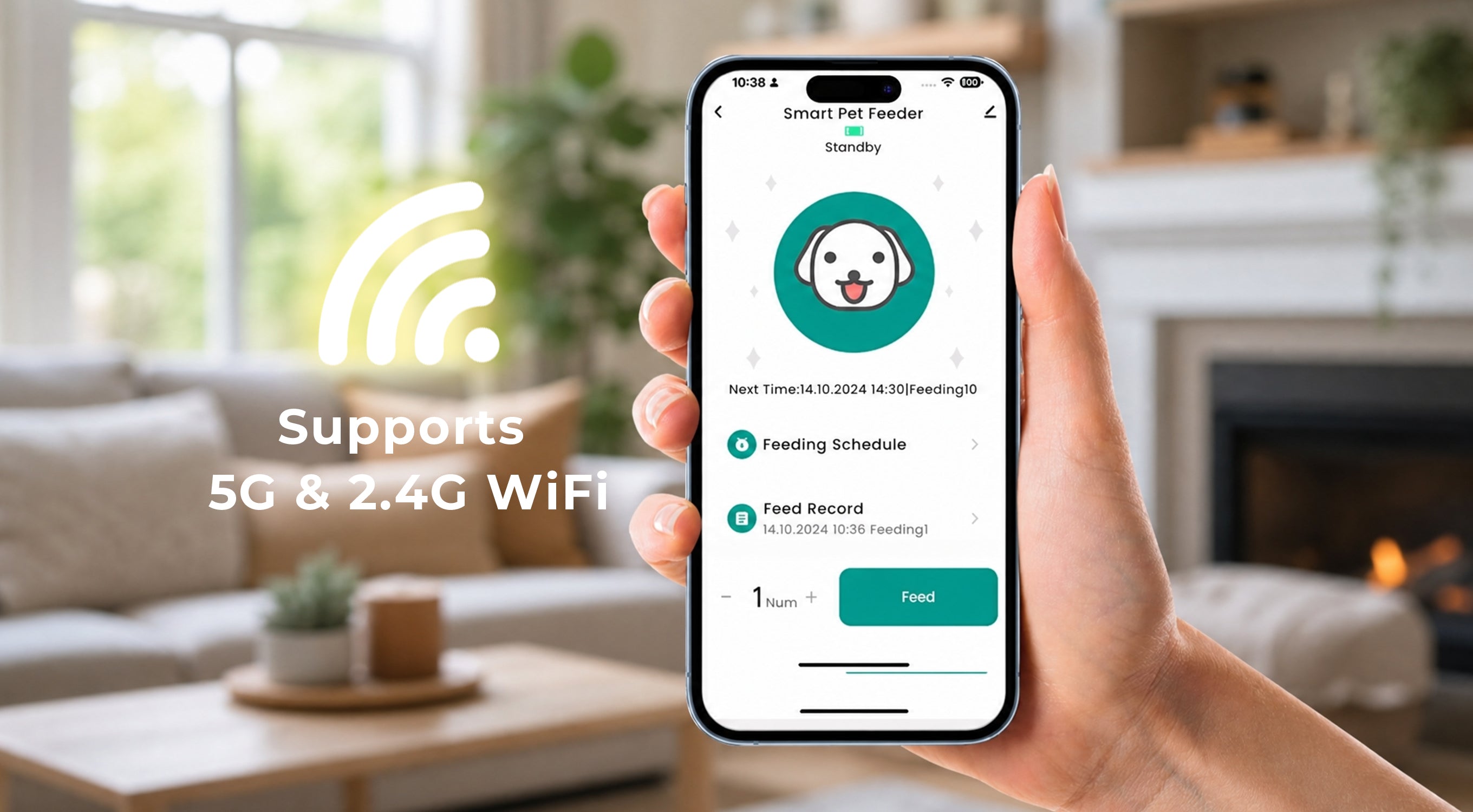 Frienhund Automatic Cat Feeder with 5G WiFi, 1 Bowl
