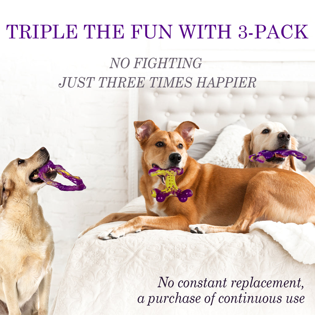 Tough Dog Toys for Aggressive Chewers 3 Pack, Indestructible Dog Toy for Large Dogs, Bacon Flavored, Keeps Dogs Busy