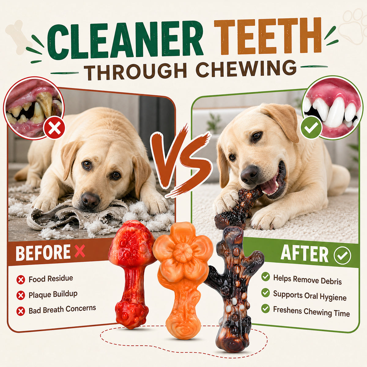 Frienhund 3-Pack Dog Toys for Aggressive Chewers, 25–65 lbs, Bacon Flavor Tough Dog Chew Toys for Medium & Large Dogs, Solid Nylon, Heavy-Duty Construction, Textured Surfaces & Fillable Grooves