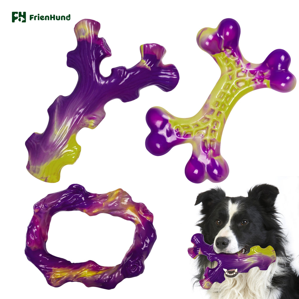 Tough Dog Toys for Aggressive Chewers 3 Pack, Indestructible Dog Toy for Large Dogs, Bacon Flavored, Keeps Dogs Busy