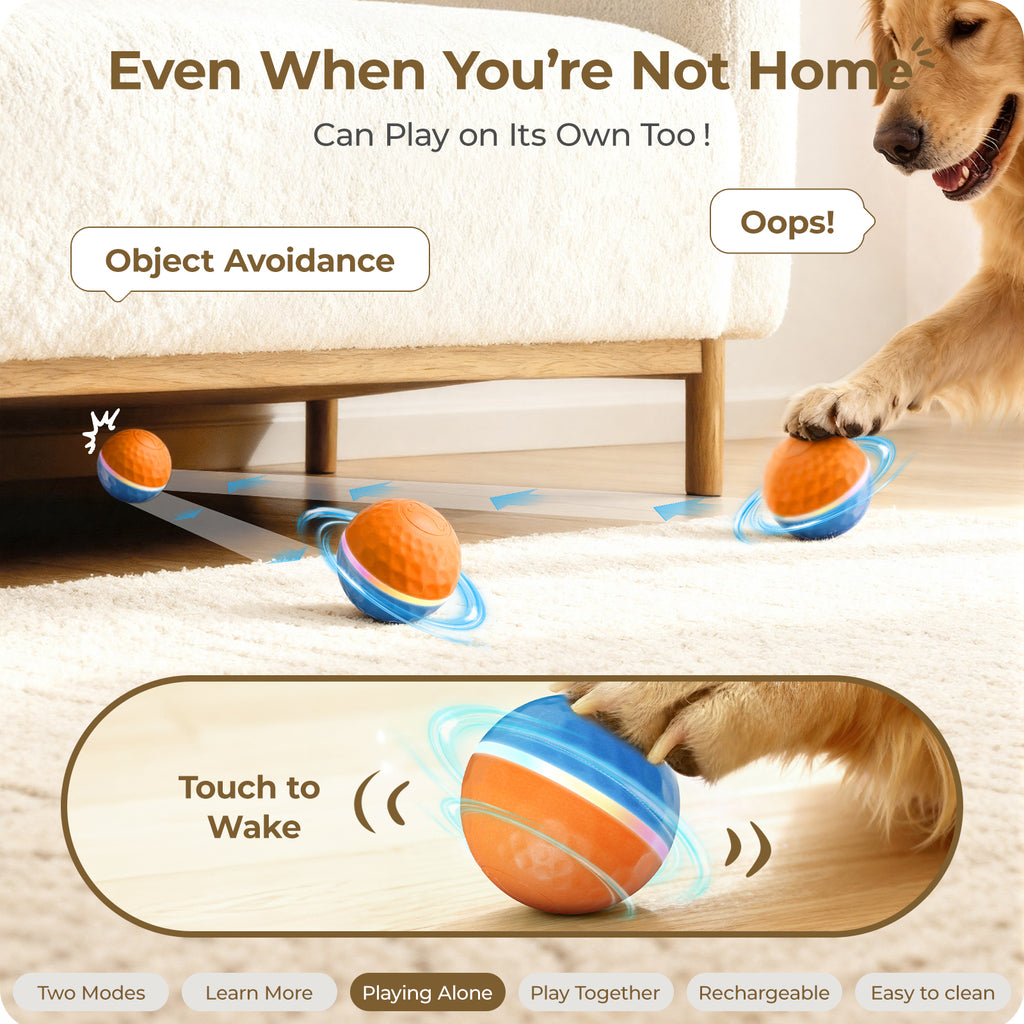 Apasiri Interactive Dog Toy, Shaky Ball Toy for Dogs, Vibrating & Automatic Moving Dog Ball, USB Rechargeable Interactive Training Toy, Durable Chew Ball for Small, Medium & Large Dogs and Cats, 3.74in