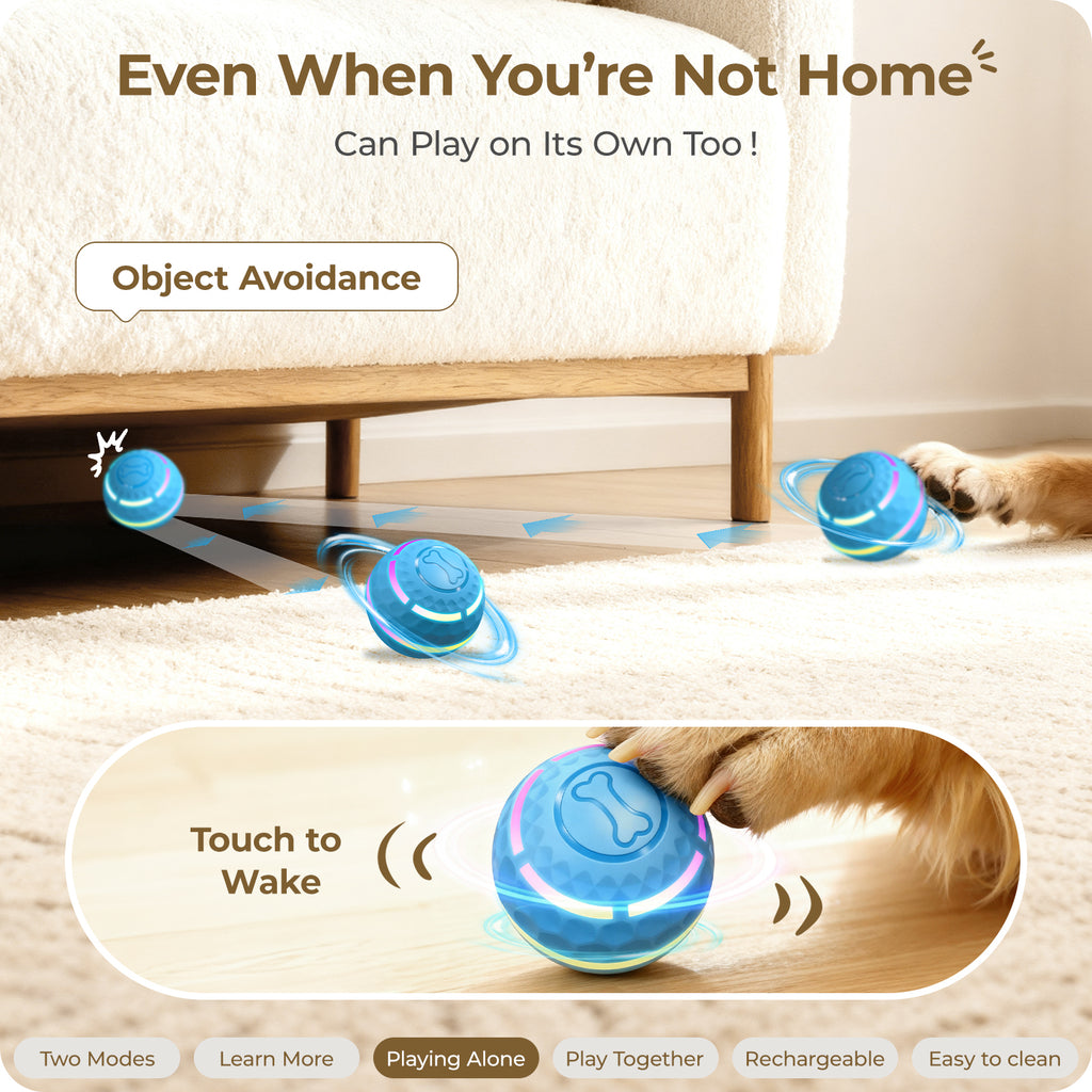 Apasiri Interactive Dog Toy, Shaky Ball Toy for Dogs, Vibrating & Automatic Moving Dog Ball, USB Rechargeable Interactive Training Toy, Durable Chew Ball for Small, Medium & Large Dogs and Cats, 3.15in