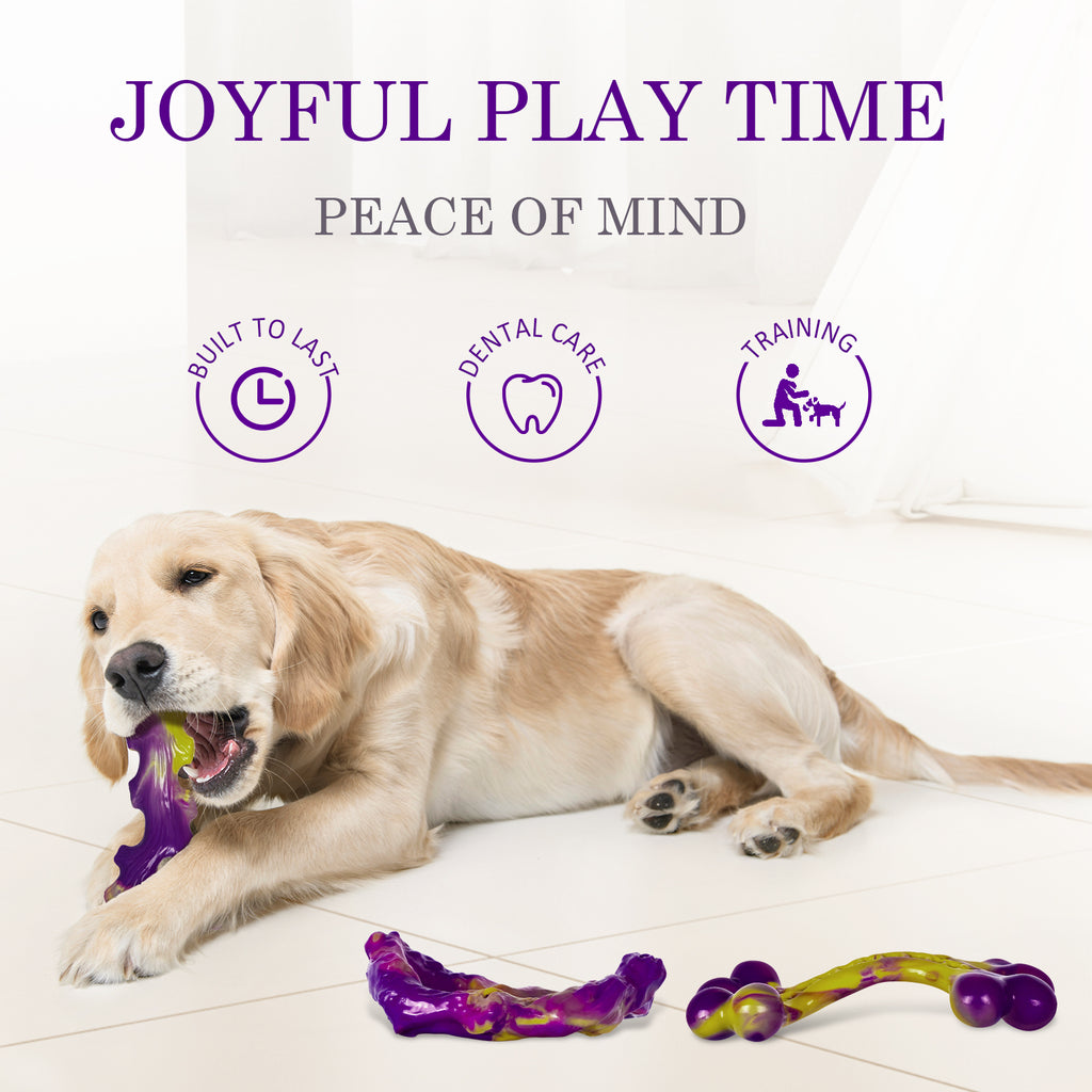 Tough Dog Toys for Aggressive Chewers 3 Pack, Indestructible Dog Toy for Large Dogs, Bacon Flavored, Keeps Dogs Busy