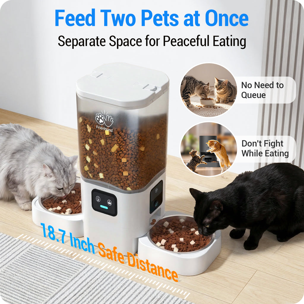 Frienhund by Apasiri Smart Cat Feeder for Busy CatOwners 2K Camera Night Vision Remote Feeding 7LLarge Capacity Easy to Clean For Cats and Dogs