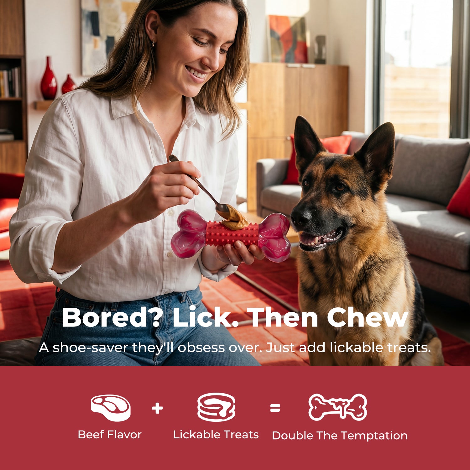 Tough Dog Toys for Aggressive Chewers Beef Flavor: 8" Dog Chew Bone for Large Breed, Nylon & Rubber Chew Toy for Medium Large Dogs