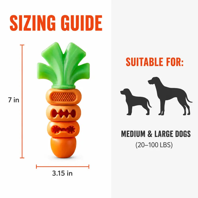 Apasiri Aggressive Chewer Dog Toys, Durable Carrot Leaf Design for Teeth Cleaning & Mental Stimulation
