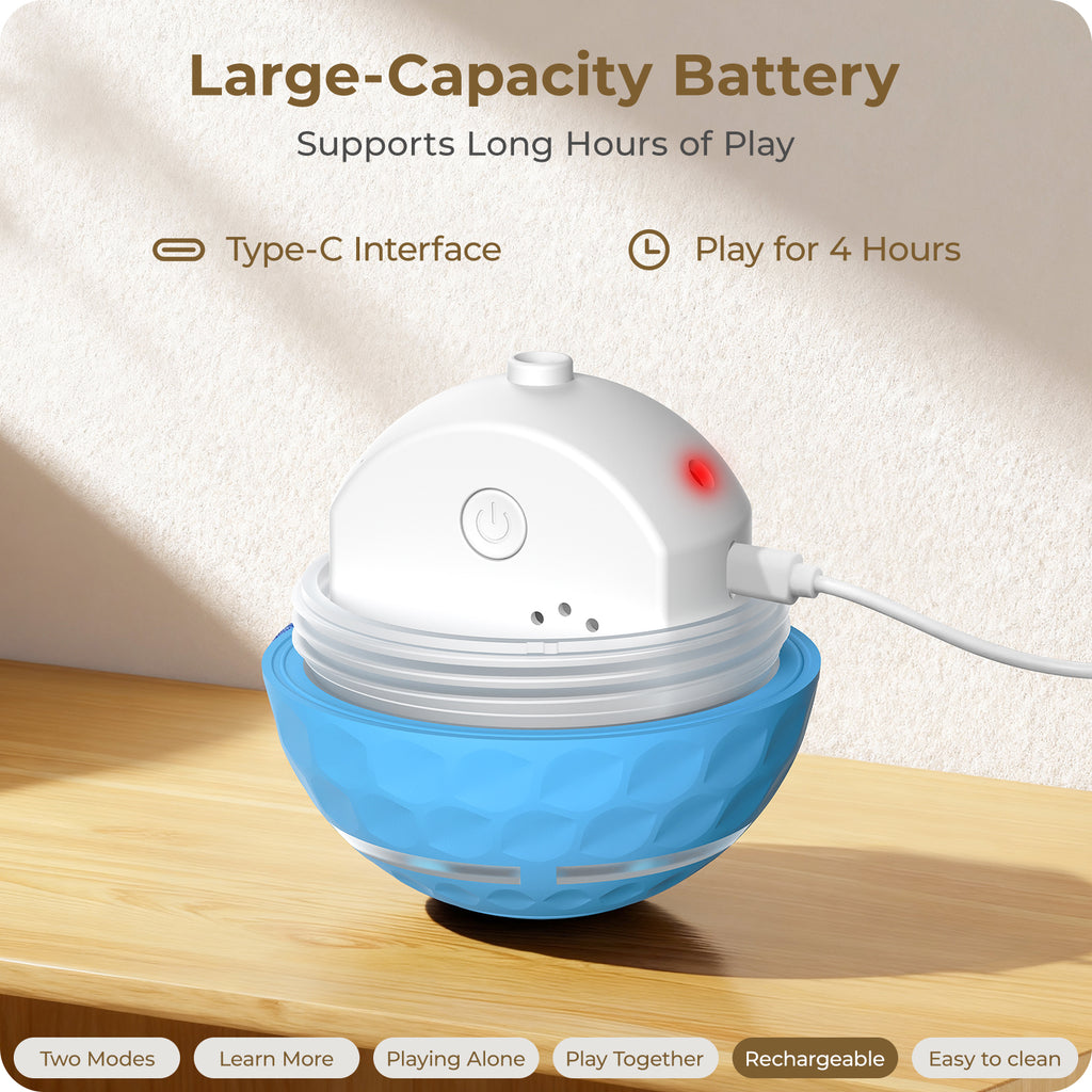 Apasiri Interactive Dog Toy, Shaky Ball Toy for Dogs, Vibrating & Automatic Moving Dog Ball, USB Rechargeable Interactive Training Toy, Durable Chew Ball for Small, Medium & Large Dogs and Cats, 3.15in