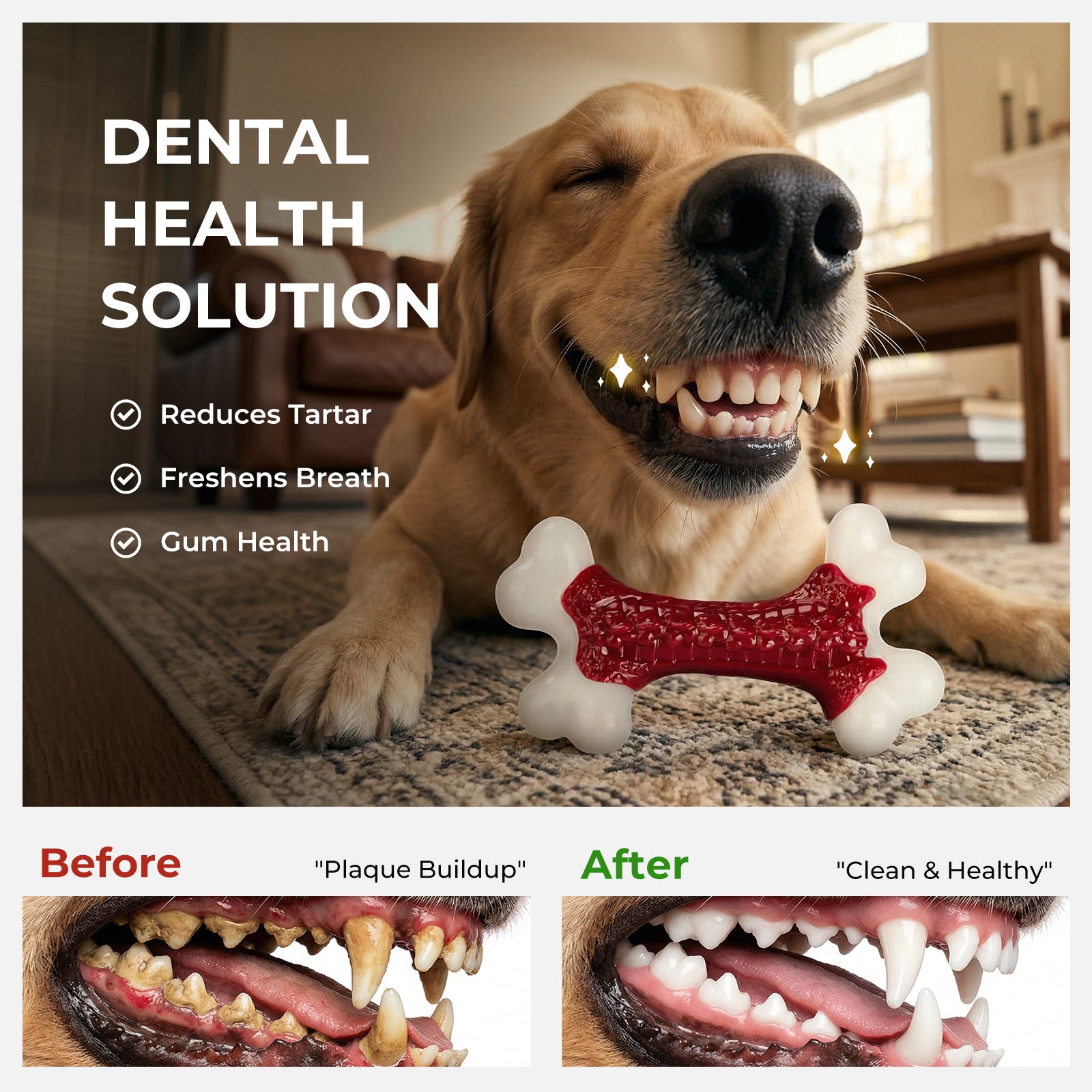 Beef Flavor Hard Nylon Dog Bones for 20-90lbs Medium Large Aggressive Chewers