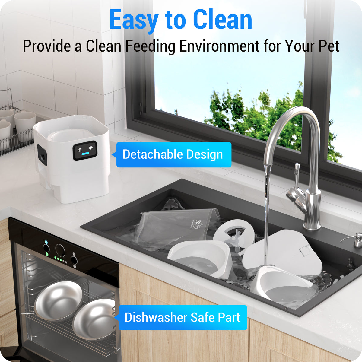 Frienhund 7L Automatic Cat Feeder 2 Cats with Dual Cameras & APP Control 5G&2.4G WiFi Supported, Voice Recording, Two-way Audio, Night Vision, Dual Power Supply, TF Card Support, Slow Feeding Mode