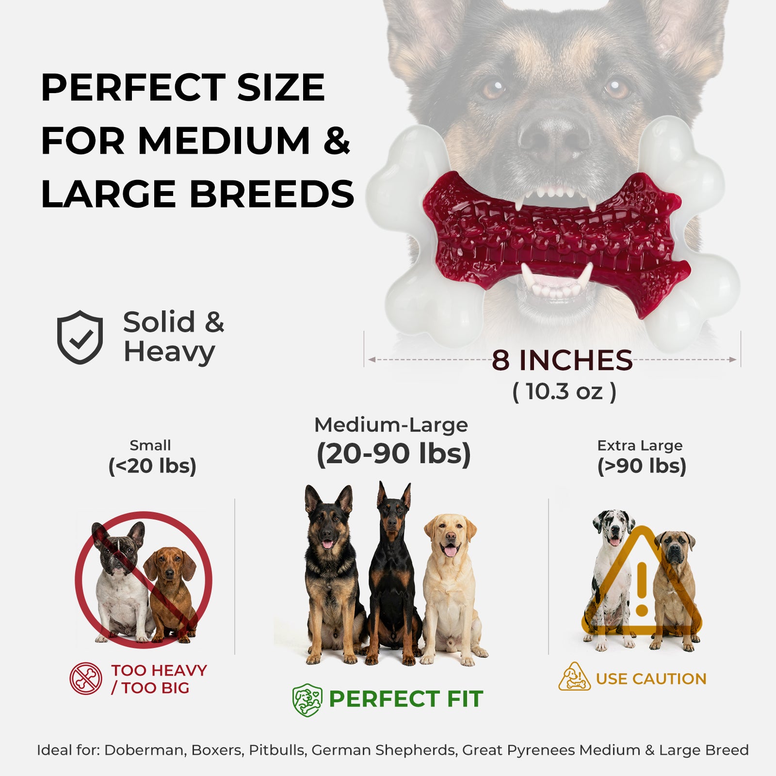 Beef Flavor Hard Nylon Dog Bones for 20-90lbs Medium Large Aggressive Chewers