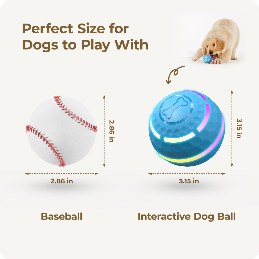 Apasiri Interactive Dog Toy, Shaky Ball Toy for Dogs, Vibrating & Automatic Moving Dog Ball, USB Rechargeable Interactive Training Toy, Durable Chew Ball for Small, Medium & Large Dogs and Cats, 3.15in