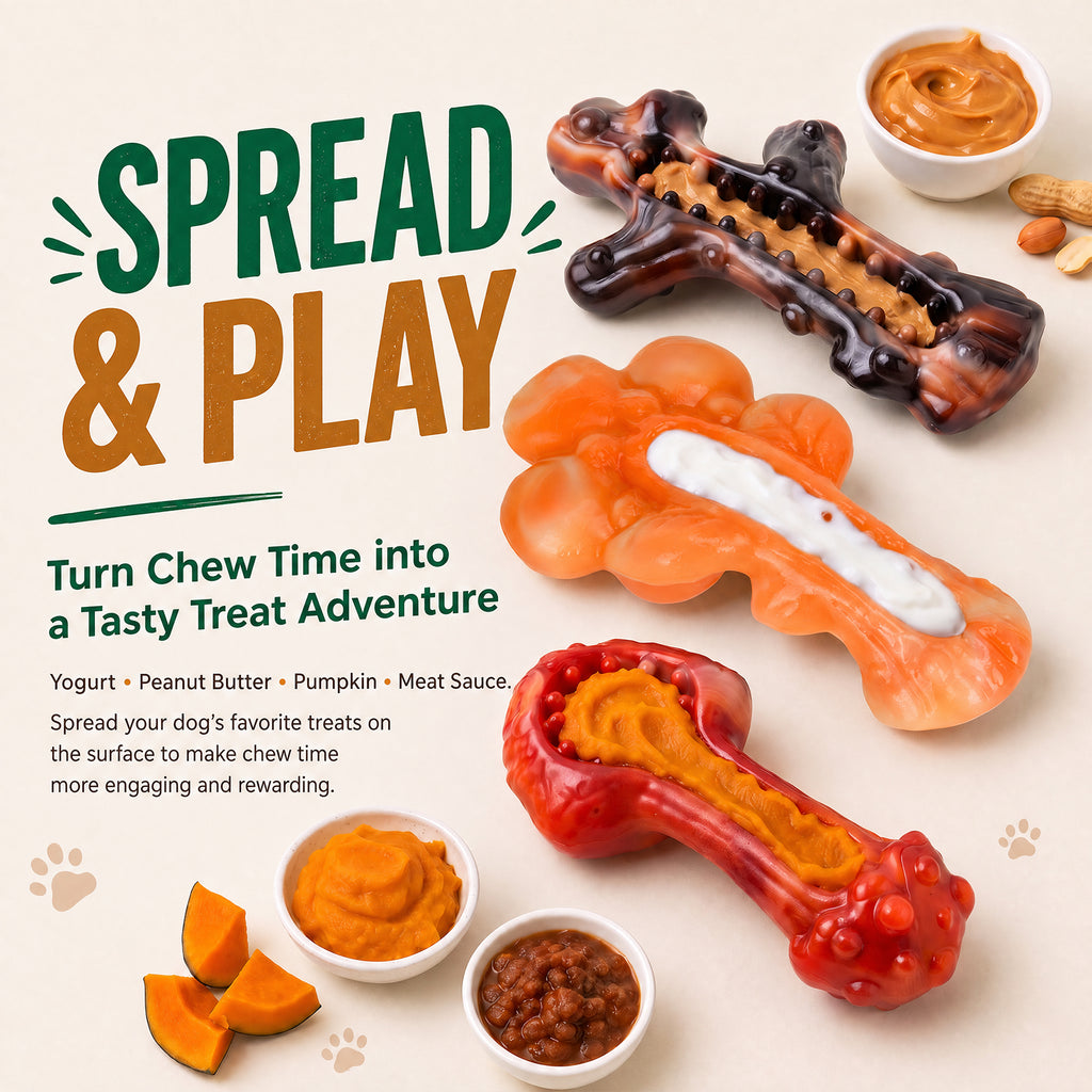 Frienhund 3-Pack Dog Toys for Aggressive Chewers, 25–65 lbs, Bacon Flavor Tough Dog Chew Toys for Medium & Large Dogs, Solid Nylon, Heavy-Duty Construction, Textured Surfaces & Fillable Grooves