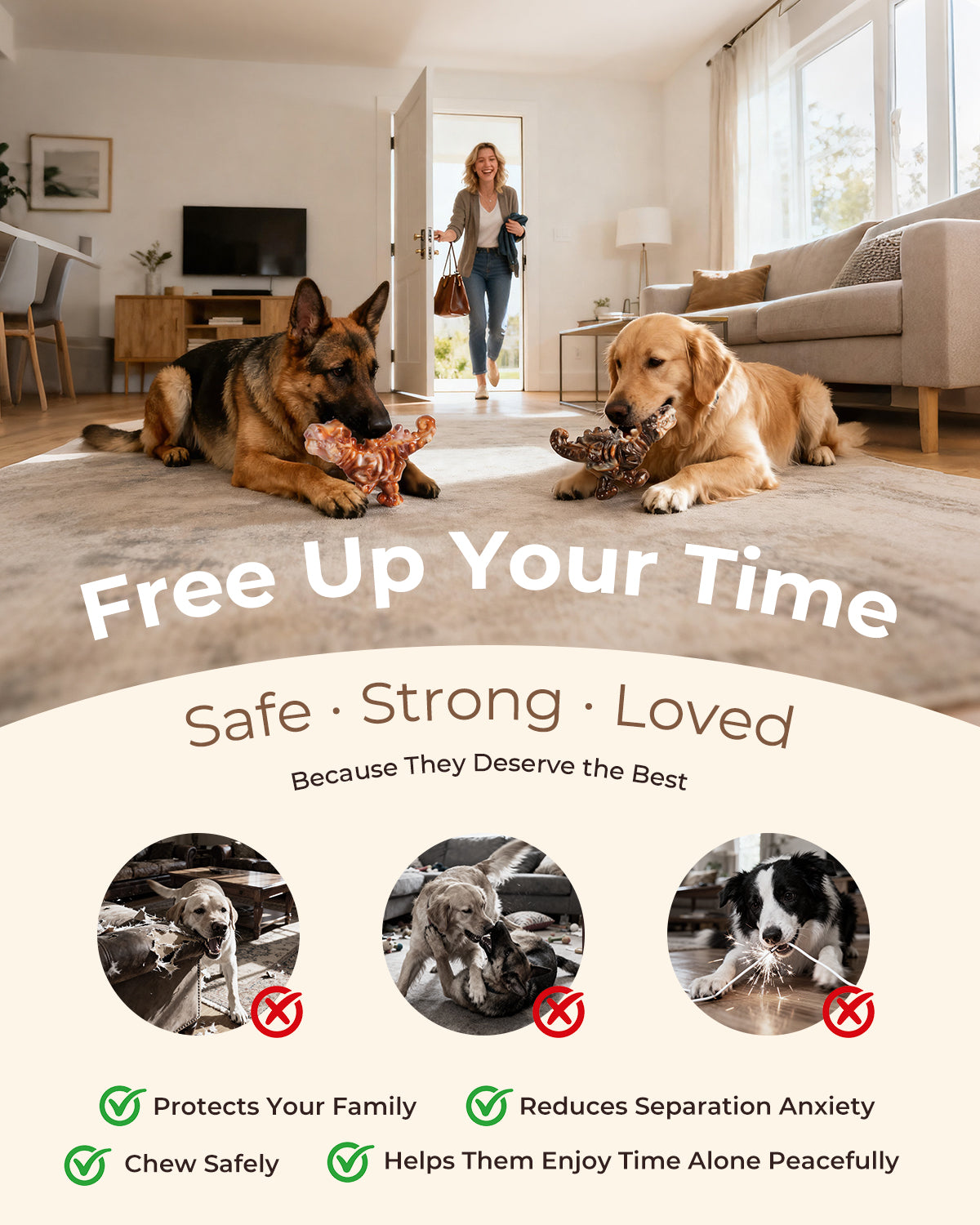 Dog Toys for Aggressive Chewers: 2 Pack Indestructible Dog Toy for Large Medium Dogs