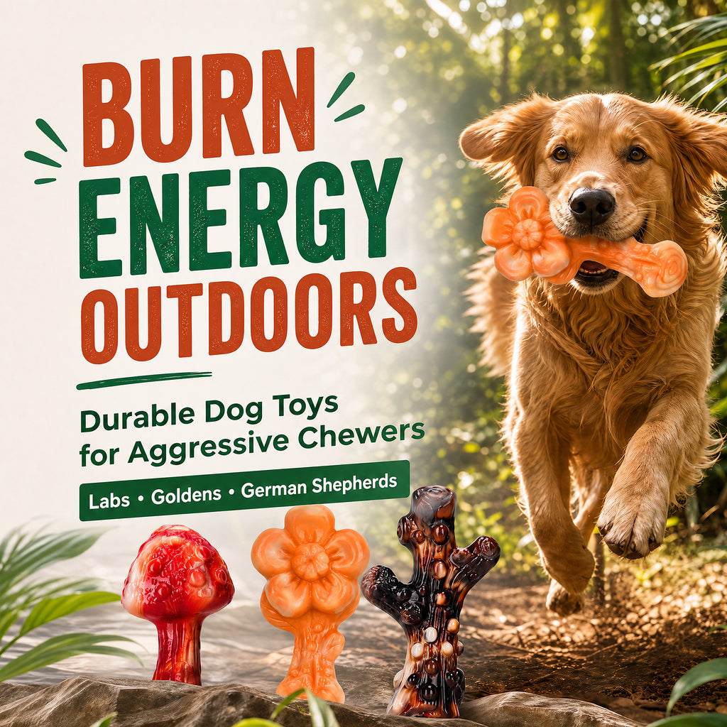 Frienhund 3-Pack Dog Toys for Aggressive Chewers, 25–65 lbs, Bacon Flavor Tough Dog Chew Toys for Medium & Large Dogs, Solid Nylon, Heavy-Duty Construction, Textured Surfaces & Fillable Grooves