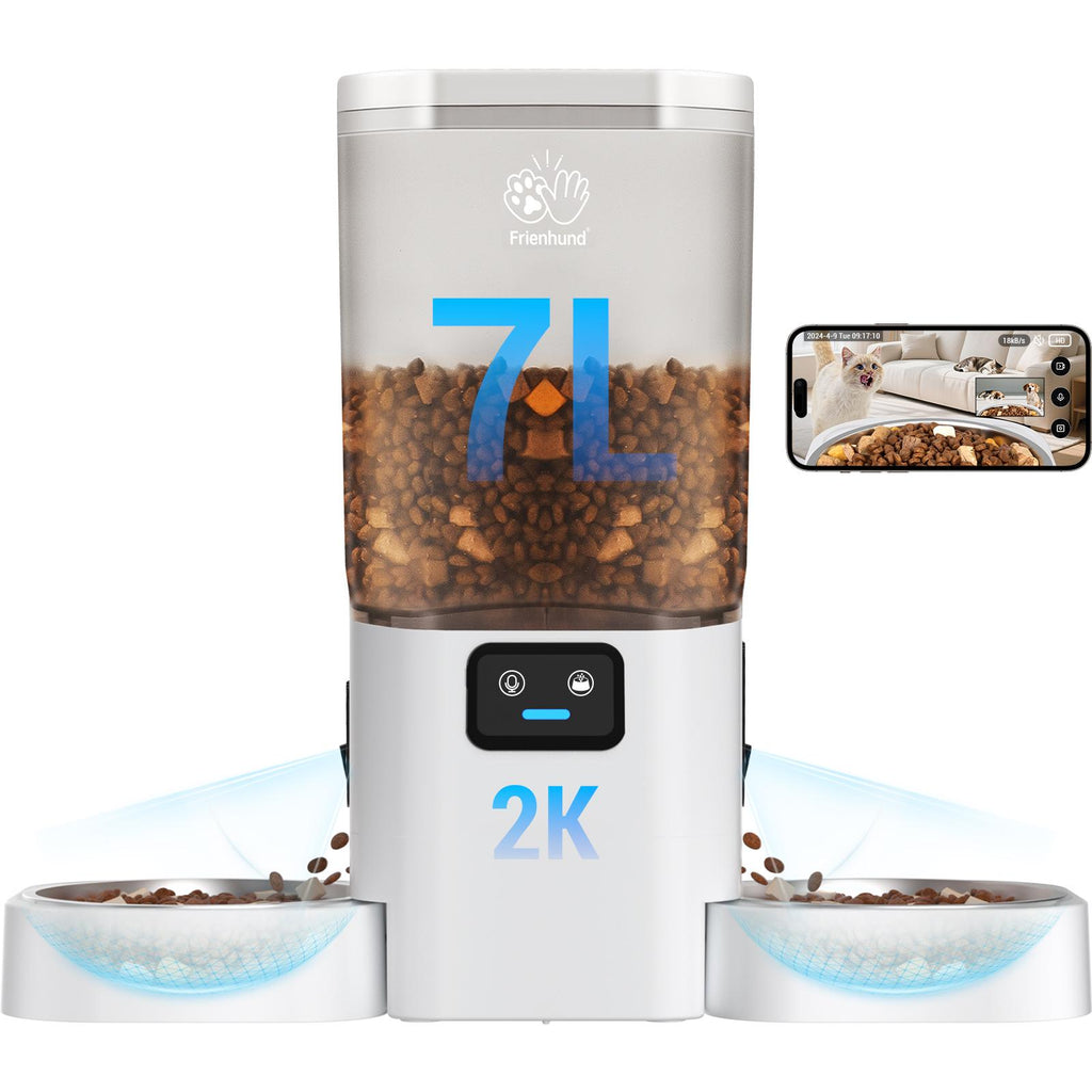 Frienhund by Apasiri Smart Cat Feeder for Busy CatOwners 2K Camera Night Vision Remote Feeding 7LLarge Capacity Easy to Clean For Cats and Dogs