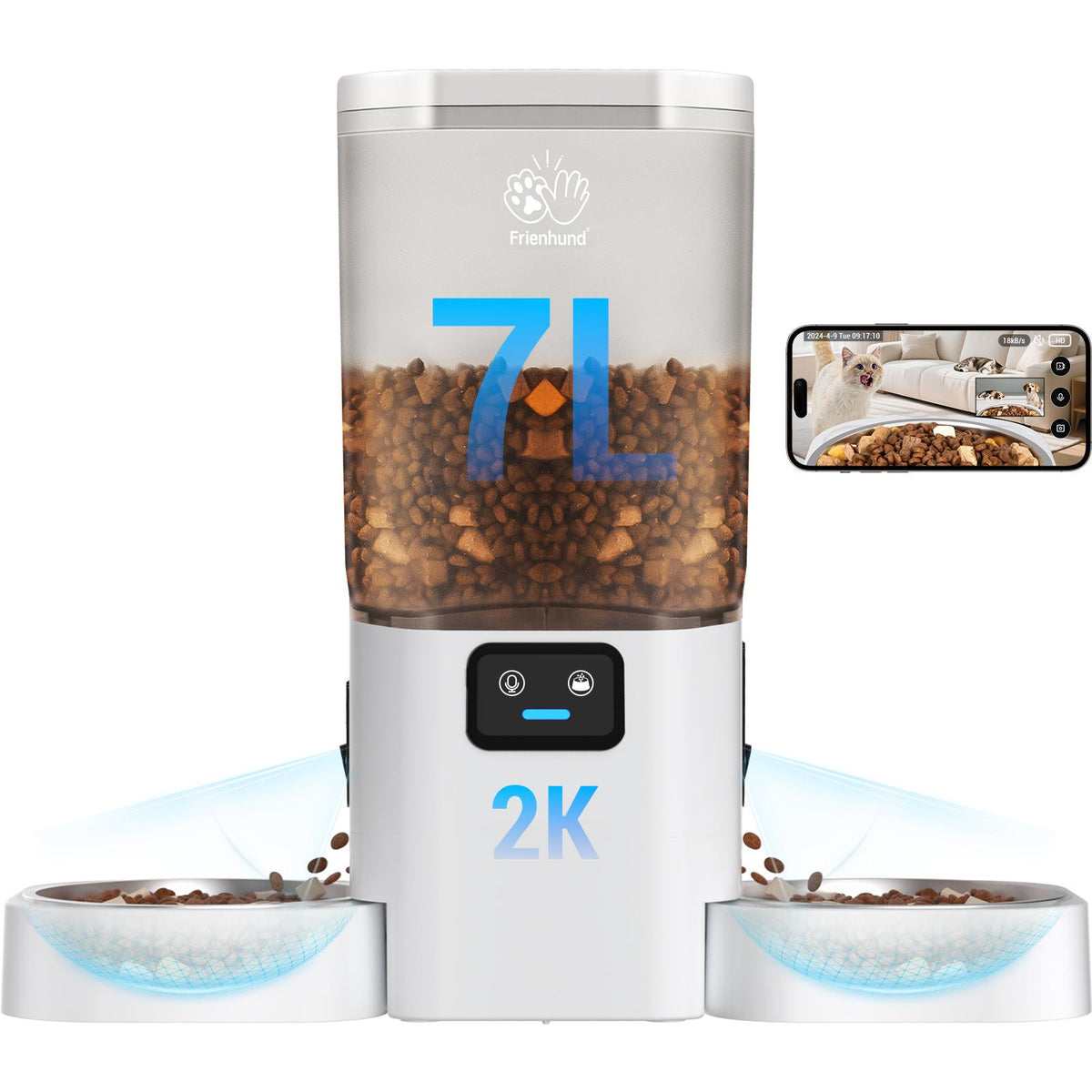 Frienhund by Apasiri Smart Cat Feeder for Busy CatOwners 2K Camera Night Vision Remote Feeding 7LLarge Capacity Easy to Clean For Cats and Dogs