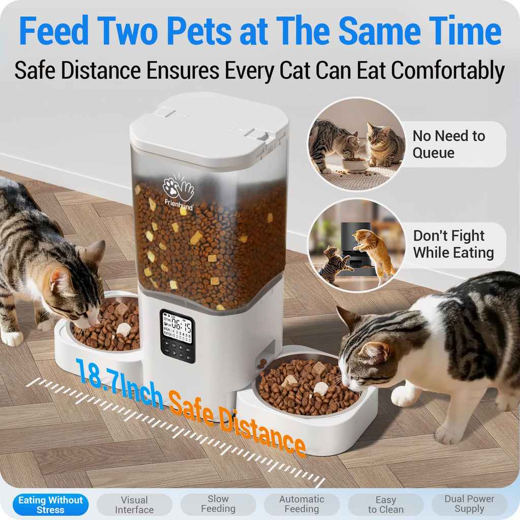 Automatic Cat Feeder 2 Cats with Slow Feed: 7L Timed Automatic Dog Feeder with Information Visualization