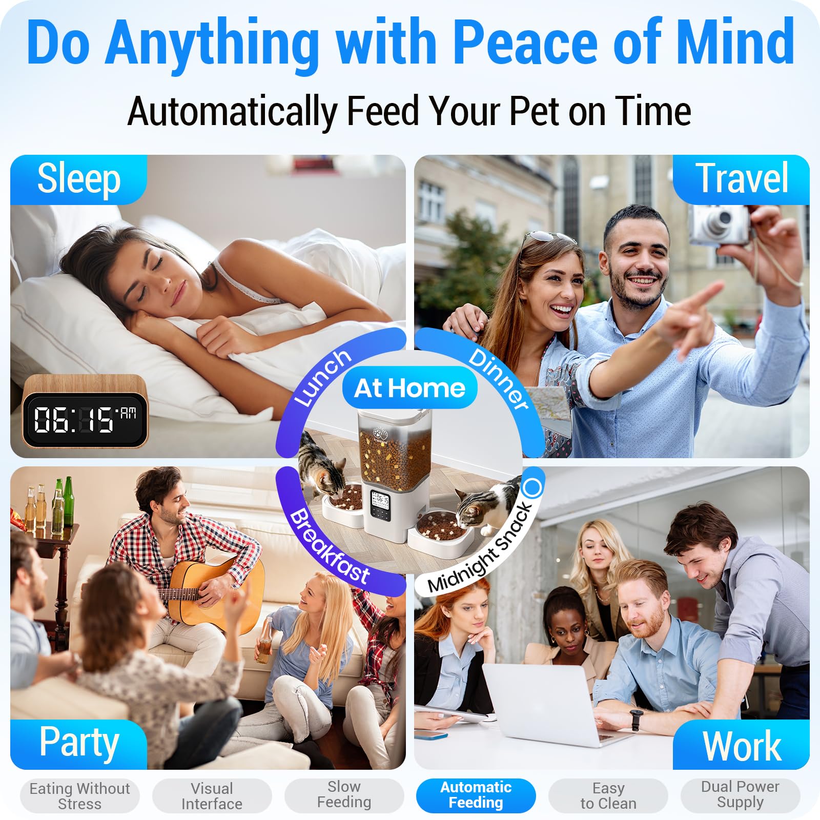 Automatic Cat Feeder 2 Cats with Slow Feed: 7L Timed Automatic Dog Feeder with Information Visualization