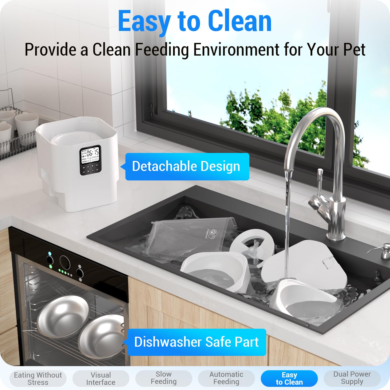 Automatic Cat Feeder 2 Cats with Slow Feed: 7L Timed Automatic Dog Feeder with Information Visualization