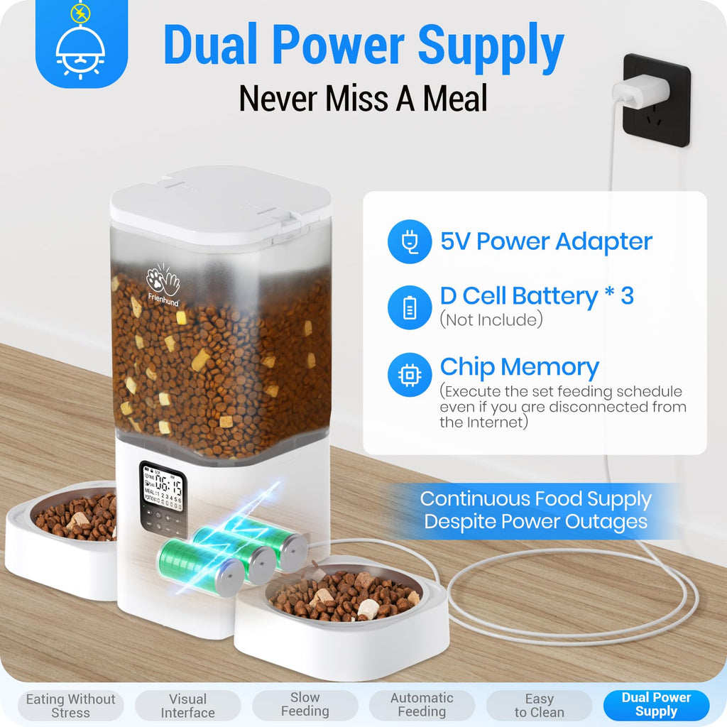 Automatic Cat Feeder 2 Cats with Slow Feed: 7L Timed Automatic Dog Feeder with Information Visualization